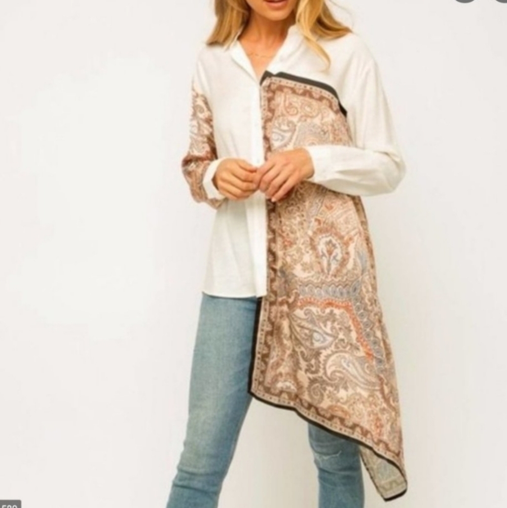Mystree long sleeve cream like a bandana sheer